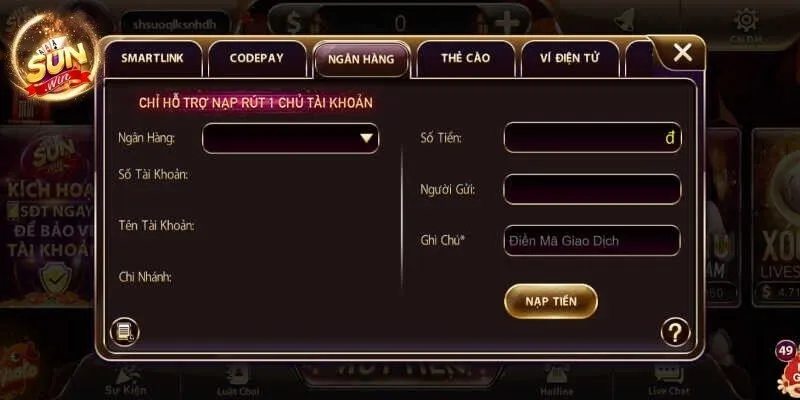 Nạp Tiền Sunwin - Thanh Toán Siêu Tốc, Bảo Mật Và Đa Dụng 12 Sunwin Nạp tiền Sunwin cực kỳ dễ dàng nhờ cơ chế giao dịch nhanh